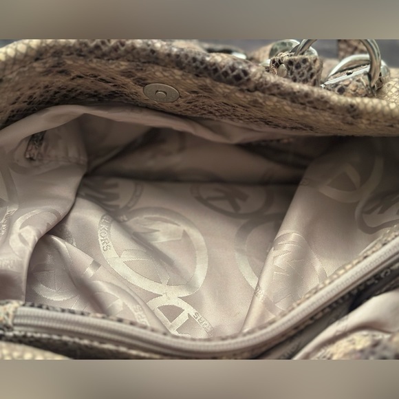 Michael Kors Python Embossed Leather Medium Tote with Nickel Hardware - Picture 7 of 8